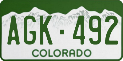CO license plate AGK492