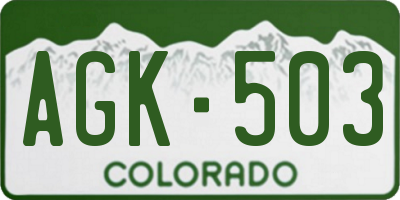 CO license plate AGK503
