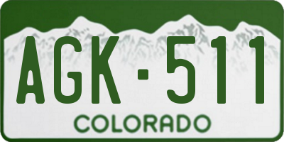 CO license plate AGK511