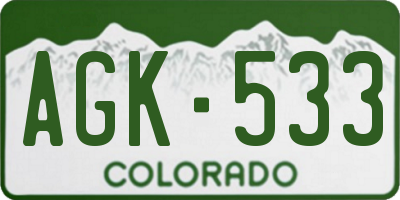 CO license plate AGK533