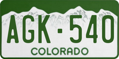 CO license plate AGK540