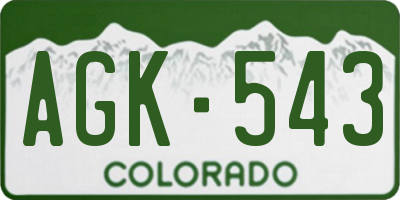 CO license plate AGK543