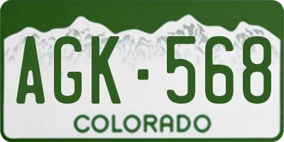 CO license plate AGK568