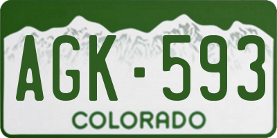 CO license plate AGK593
