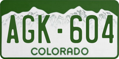 CO license plate AGK604