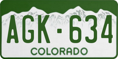 CO license plate AGK634