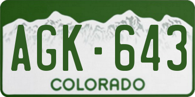 CO license plate AGK643