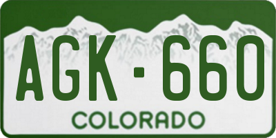 CO license plate AGK660