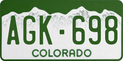 CO license plate AGK698
