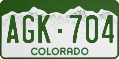 CO license plate AGK704