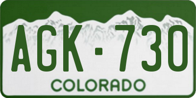 CO license plate AGK730