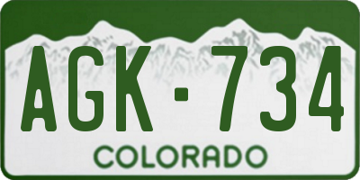 CO license plate AGK734