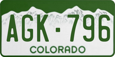 CO license plate AGK796
