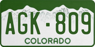 CO license plate AGK809