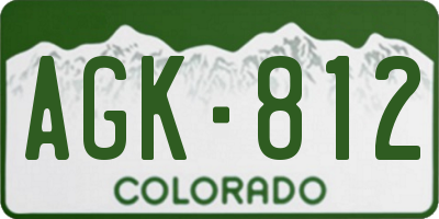 CO license plate AGK812