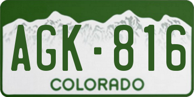 CO license plate AGK816