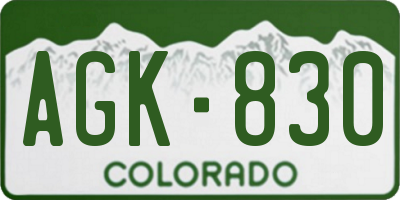 CO license plate AGK830