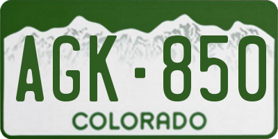 CO license plate AGK850