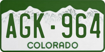 CO license plate AGK964
