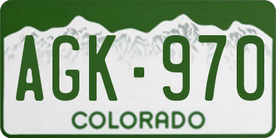 CO license plate AGK970