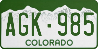 CO license plate AGK985