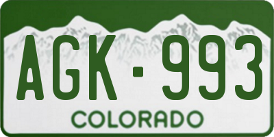 CO license plate AGK993