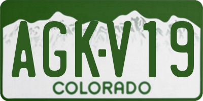 CO license plate AGKV19