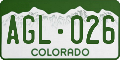 CO license plate AGL026