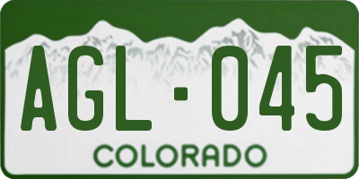 CO license plate AGL045