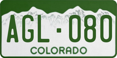 CO license plate AGL080