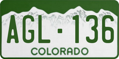 CO license plate AGL136