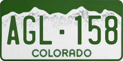 CO license plate AGL158