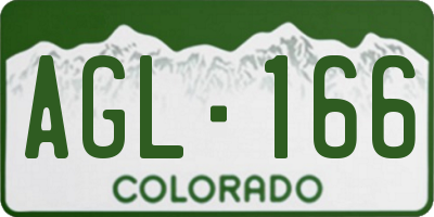 CO license plate AGL166