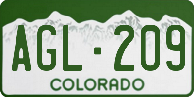 CO license plate AGL209
