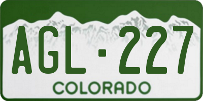 CO license plate AGL227