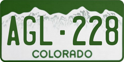 CO license plate AGL228