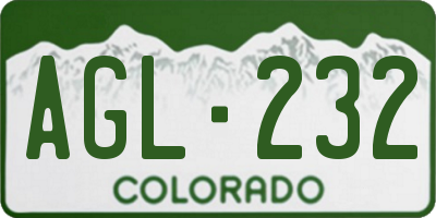 CO license plate AGL232