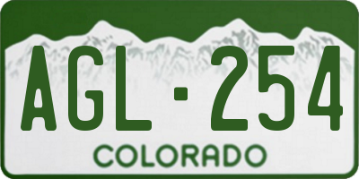 CO license plate AGL254