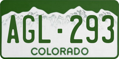 CO license plate AGL293