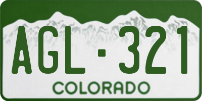 CO license plate AGL321