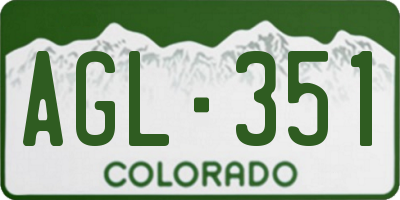 CO license plate AGL351