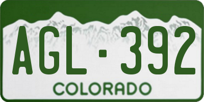 CO license plate AGL392