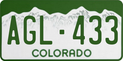 CO license plate AGL433