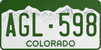 CO license plate AGL598