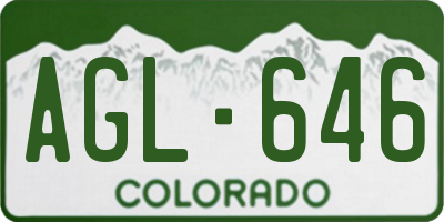 CO license plate AGL646