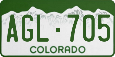 CO license plate AGL705