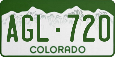CO license plate AGL720