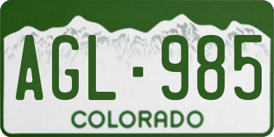 CO license plate AGL985