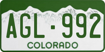 CO license plate AGL992