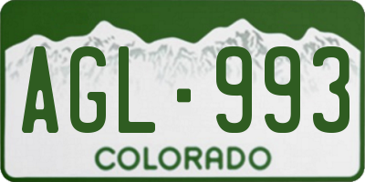 CO license plate AGL993